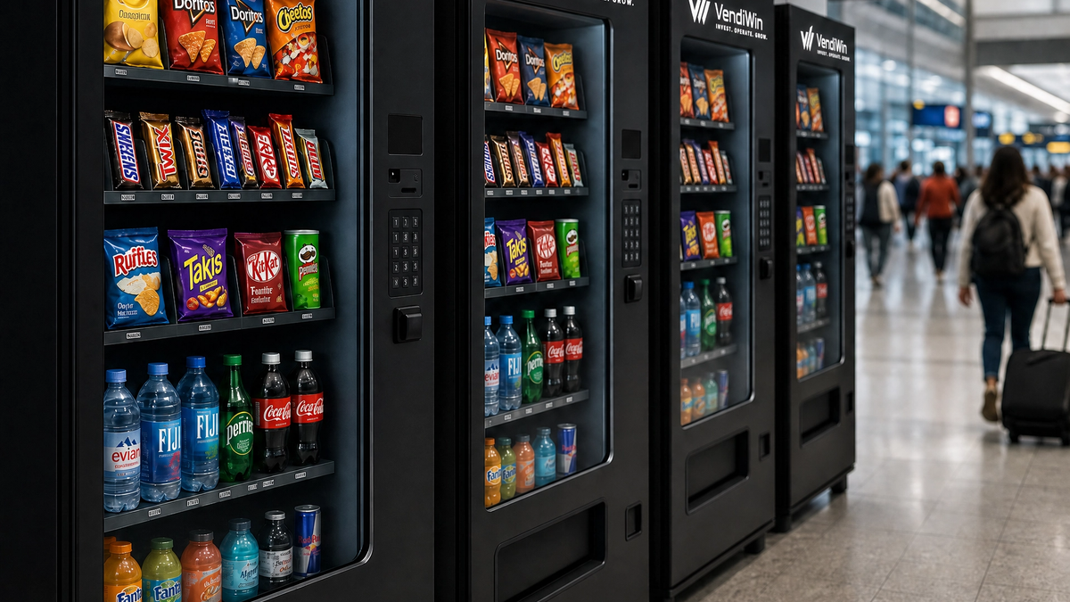 VendiWin vending machine positioned in a modern terminal area