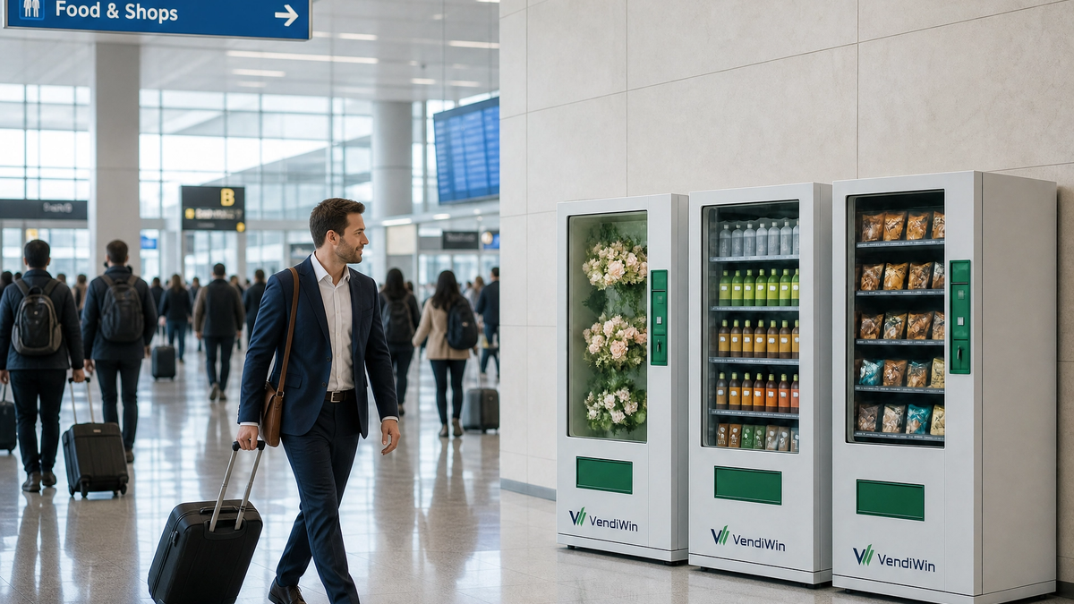 Corporate space visual featuring multiple VendiWin vending machines