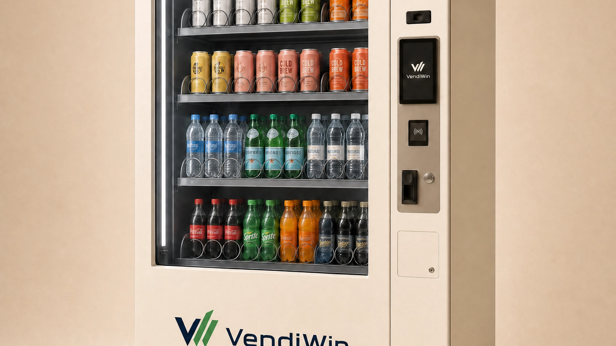 VendiWin vending machine evaluation visual positioned on a clean background
